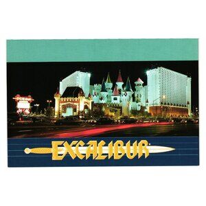 Excalibur Hotel Casino Night Lights Strip Las Vegas Vintage Postcard Vacation